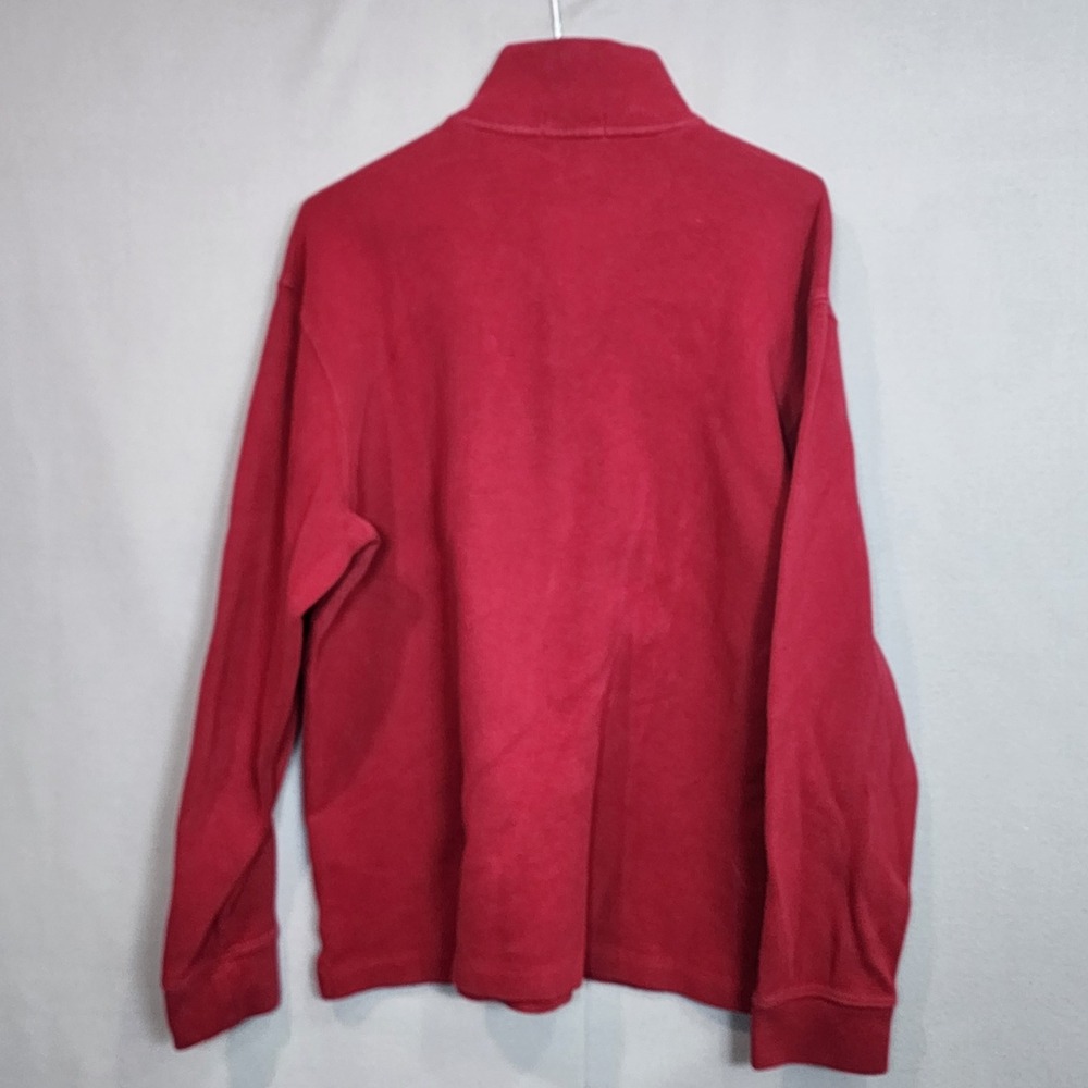 Polo Ralph Lauren Quarter Zip Pullover Red Ribbed Cotton Mens Large - Picture 3 of 8